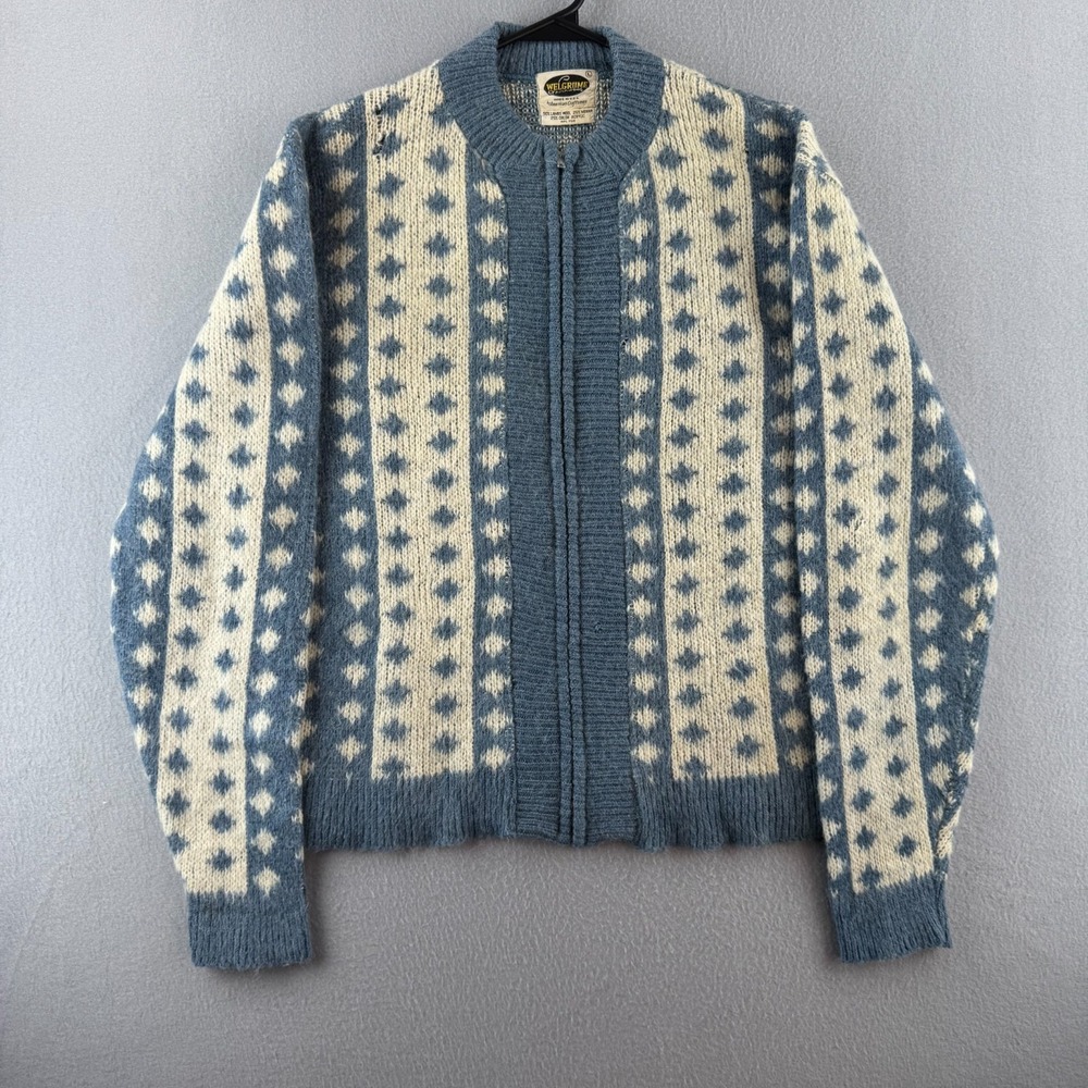 Vintage 60s Mohair Cardigan Sweater Mens Large 21x25 Full Zip Welgume Sportswear